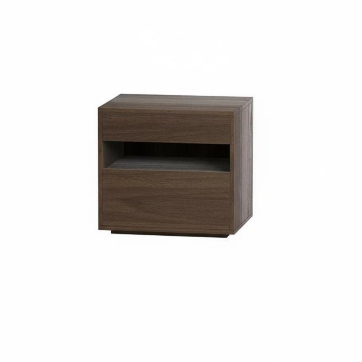 Minimalist design Nightstand with Drawers and Shelf Walnut Finish Single-Drawer End Table with Open Shelf Modern Design Bedroom Furniture Spacious Storage for Homeowners, Renters, Adults, Bedside, Guest Room