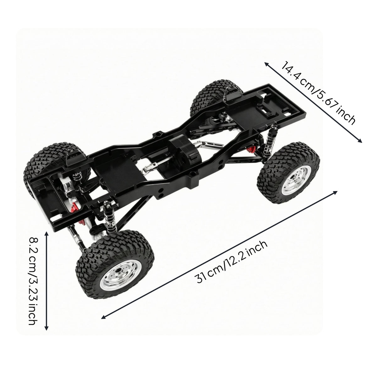1/12 RC Chassis Frame for MN300 High Strength Aluminum Alloy Chassis Frame Rust Resistant Remote Control Vehicle Part