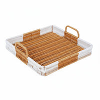Square Wicker Basket Nordic Style Woven Tray Basket Portable Household Storage