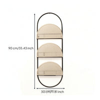 Magazine Rack with Cane Shelves Boho Wall-Mounted Magazine Rack Space-Saving