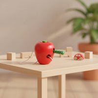 Wooden Threading Apple Child-Led Learning Apple Lacing Board with String Wooden Threading Toy Educational Non for Toddlers
