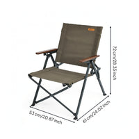 Outdoor Chair with Wooden Armrests Portable Folding Chair Foldable for Campers, Anglers, Camping, Picnics, Fishing