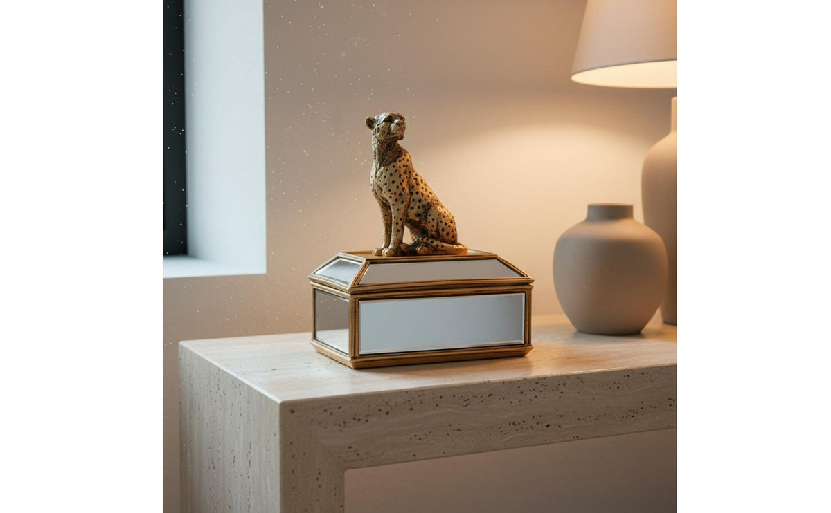 Chic Feline Jewelry Box Multi-Use Mirrored Jewelry Box Luxury Look Home Decor for Vanity Table