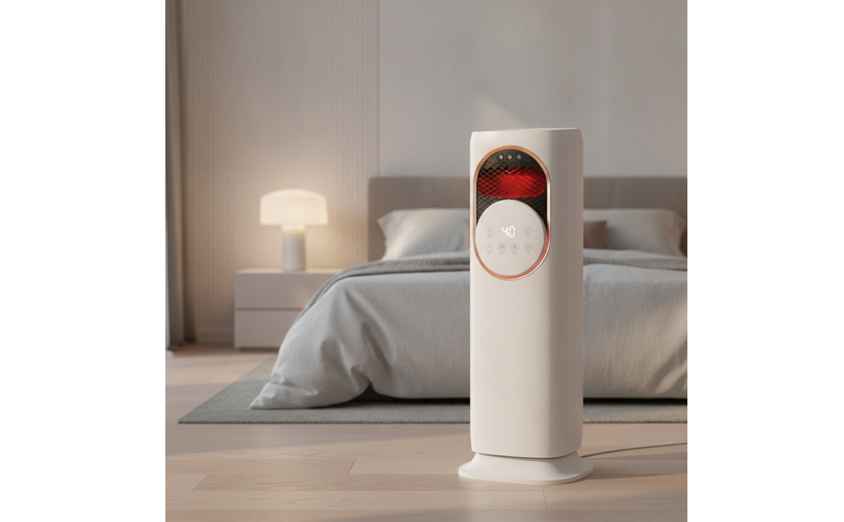 Digital Vertical Fan with Wireless Controller Oscillating Floor Fan Quiet Heater High Velocity for Living Room