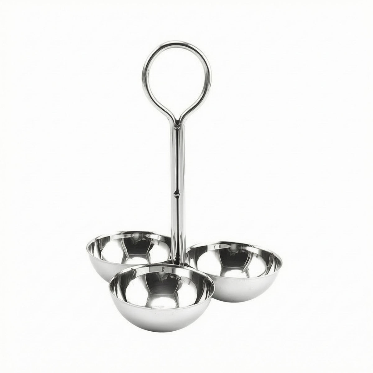 Stainless Steel 3 Tier Fruit Bowl Stand Polished Silver Snack Rack Standing Frame Candy Bowl Stand Central Handle for Party, Dining Table