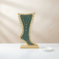 Stylish Design Bamboo Necklace Holder Long-Lasting Vertical Anklet Display Stand Multi-Slot Leg Shaped Jewelry Display for Dressing Table, Craft Fair