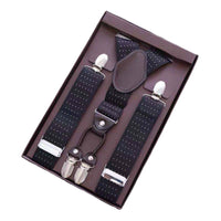 4 Clips Suspender Gift Boxed Elastic Pant Heavy Duty Clips Trouser Suspender for Men, Formal Events, Weddings