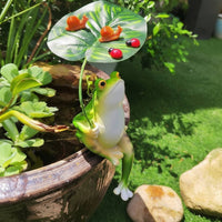 Frog Figurine with Leaf Umbrella Glossy Frog Statue with Leaf Umbrella Creative Decor for Gardeners, Collectors, Garden, Patio, Aquarium