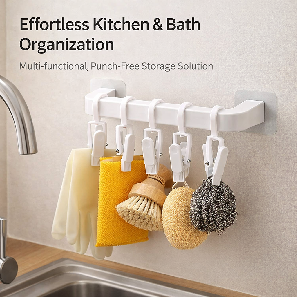 Cabinet and Sink Storage Hook for Organized Areas, Multi-functional S-Shaped Kitchen for Rags and Gloves, Utility Hanging Clip Set