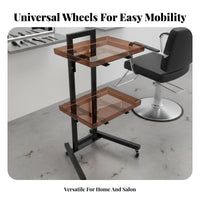 Stainless Steel Salon Trolley Space-Saving Foldable Salon Trolley With Wheels Rolling Hairdressing Cart for Hairstylists, Barbershop, Barber Shop, Spa
