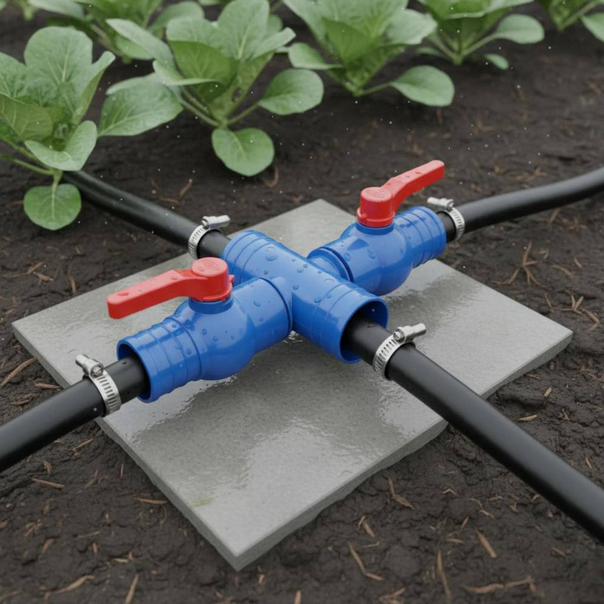 Drip Irrigation Tape Connector Resistant Drip Irrigation Shut off Valve Leak-Secure Tee Connector with Shut off Valves for Greenhouse, Garden