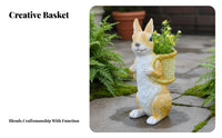 Resin Hare Garden Sculpture Weather-Resistant Hare Statue Planter Hare Figurine Flower Pot Seasonal Decor for Gardeners, Yard
