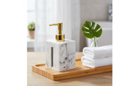 Resin Shampoo Bottle High-End Design Marble Pattern Dispenser Bathroom Supply Easy to Clean Liquid Container for Hotels, Kitchen