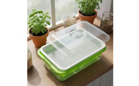 Sprouting Tray with Lid Dense Grid Microgreens Growing Tray Soil Double Layer Sprouting Plate for Beginners, Indoor, Kitchen, Countertop
