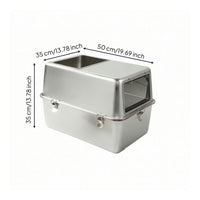 Stainless Steel Litter Pan Covered Cat Litter Pan with Hood Anti-Slip Pet Supply for Home
