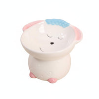 Ergonomic Design Ceramic Cat Bowl Whisker Friendly Cartoon Pet Dish Easy to Clean Raised Cat Bowl Long-Lasting for Cats, Kittens, Small Dogs