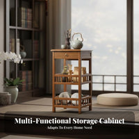 Chinese Design Multi-Tier Tea Shelf Flat Top Surface Multi-Tier Shelving Unit Sturdy Build Side Table Stable Frame for Homeowners, Office Workers, Students, Living Room, Study, Bedroom, Kitchen