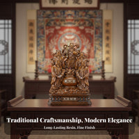 Five Gods of Wealth Statue Detailed Craftsmanship Chinese Deity of Prosperity Figurine Intricate Carving Prosperity Deity Treasure Basin Sculpture