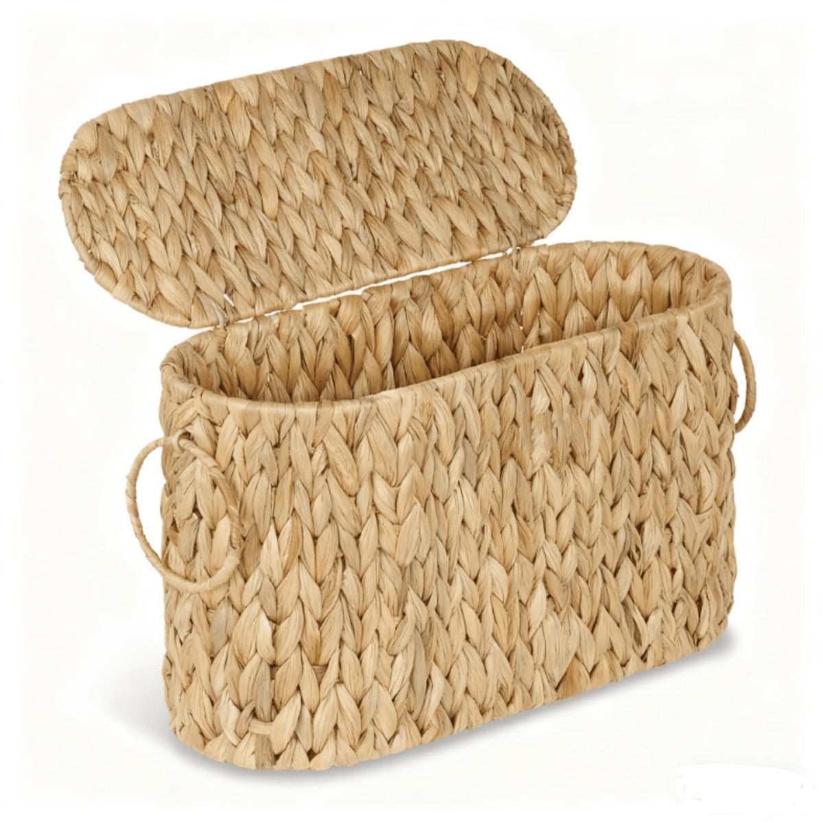 Rectangular Storage Basket Braided Grass Basket with Handles Sturdy