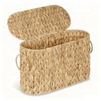 Rectangular Storage Basket Braided Grass Basket with Handles Sturdy