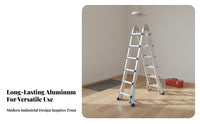 Versatile Folding Ladder Foldable Telescopic Aluminum Ladder Design Climbing Equipment for Contractors, Workers, Home, Garage, Outdoor