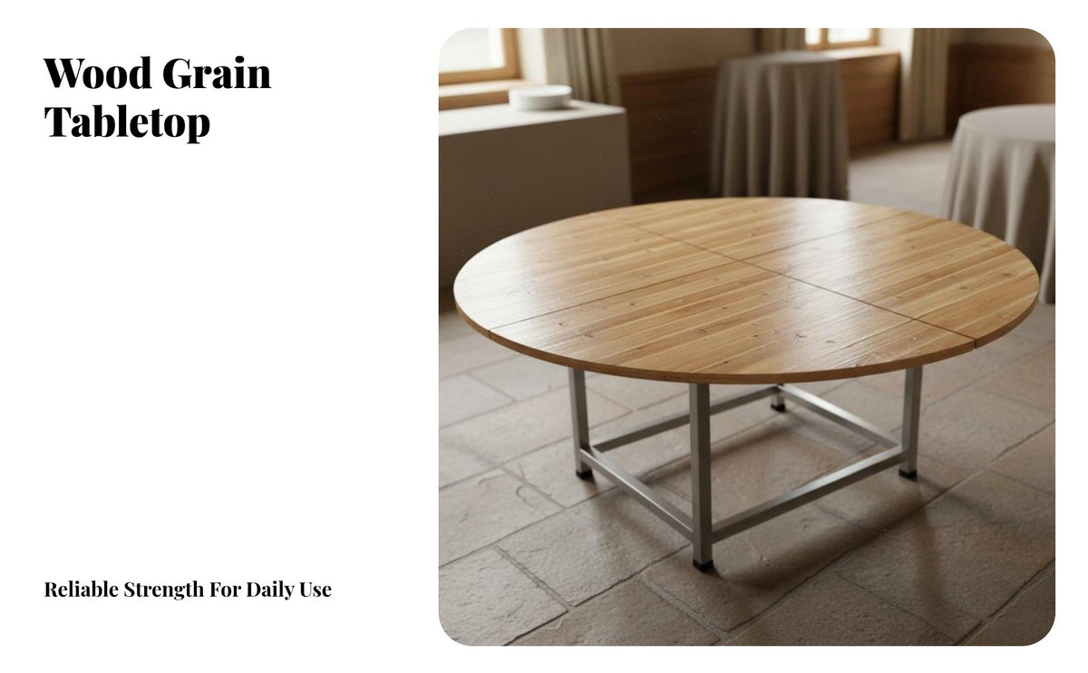 Round Folding Table Foldable Round Wood Folding Table Space-Saving for Restaurant Owners, Homeowners, Banquets, Parties, Weddings