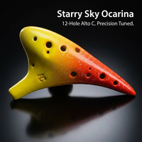 12 Hole Alto Musical Instrument Gift for Adults, Beginners Professional Ocarina Flute, Beautiful Sound Wind Instrument, Portable Size, Fresh Yellow