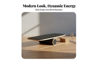 Sturdy Wood Construction Roller Balance Board Multi-Purpose Wooden Balance Board Portable Fitness Equipment Non-Slip Surface for Surfers, Athletes, Beginners, Home Gym, Office