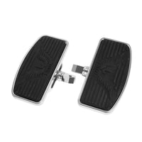 Wide Platform Motorcycle Footrests with Rubber Grip Grooved Motorcycle Footrests with Rubber Inlay Slim-Line Footrest Non-Slip for Motorcyclists, Cruiser Riders, Highway Cruising