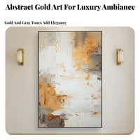 Luxury Design Gold Foil Abstract Art Rich Texture Gold Foil Wall Painting Ready to Hang Abstract Canvas Painting HD Print for Hotel Owners, Interior Designers, Office Managers, Entryway, Hallway, Living Room, Bedroom