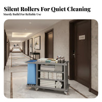 Room Service Cleaning Cart Large Capacity Hotel Service Cart Easy Maneuverability Multi-Shelf Utility Trolley for Cleaners, Hotels, Guesthouses, Spas