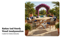 Wooden Frame Sofa Set Weather Resistant Outdoor Furniture sturdy Construction Conversation Group for Families, homeowners, Balcony, Garden, Backyard