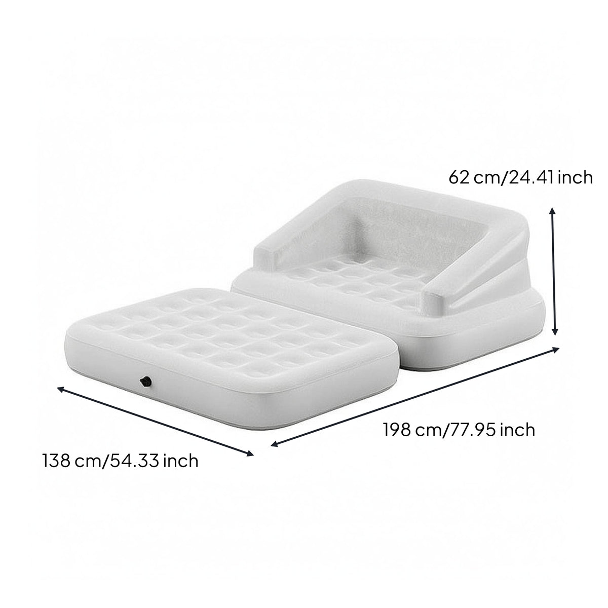 Inflatable Sofa Bed with Headboard Convertible Easy Setup Inflatable Couch for Outdoor, Indoor