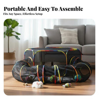 2-in-1 Design Cat Tent and Tunnel Set Lightweight Rainbow Cat Play Tent Long-Lasting Foldable Pet Playhouse Easy to Clean for Kittens, Rabbits, Small Animals, Indoor, Travel, Outdoor, Camping