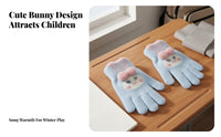 Warm children's Knitted Gloves Thickened Kids Five-Finger Gloves Cute Design for Girls, Toddlers, Snow Play, Cycling, Outdoor