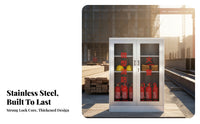 Heavy-Duty Stainless Steel Fire Equipment Cabinet Rust-Resistant Micro Fire Station Cabinet Secure Lock Large Capacity for Facility Managers, Safety Officers, Property Administrators, Construction Sites, Gas Stations, Factories, Warehouses