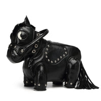 3D Design Horse-Shaped Bag Black Edge Piping Novelty Horse Handbag Adjustable Strap Novelty Shoulder Bag Studded