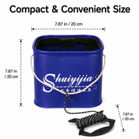Collapsible Fishing Bucket with Rope, Waterproof PVC Coated Foldable Water Bucket for Fish Care, Portable Leakproof Cylindrical Design