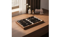 Eyeglasses Display Tray Wood-Grain Display Tray with 8 Compartments Sunglasses Organizer Soft Lined for Collectors, Dresser