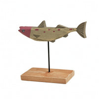 Wooden Fishes Ornament Handcrafted Fishes Figurine with Stand Carved Decor for Art Collectors, Bookshelf, Office Desk