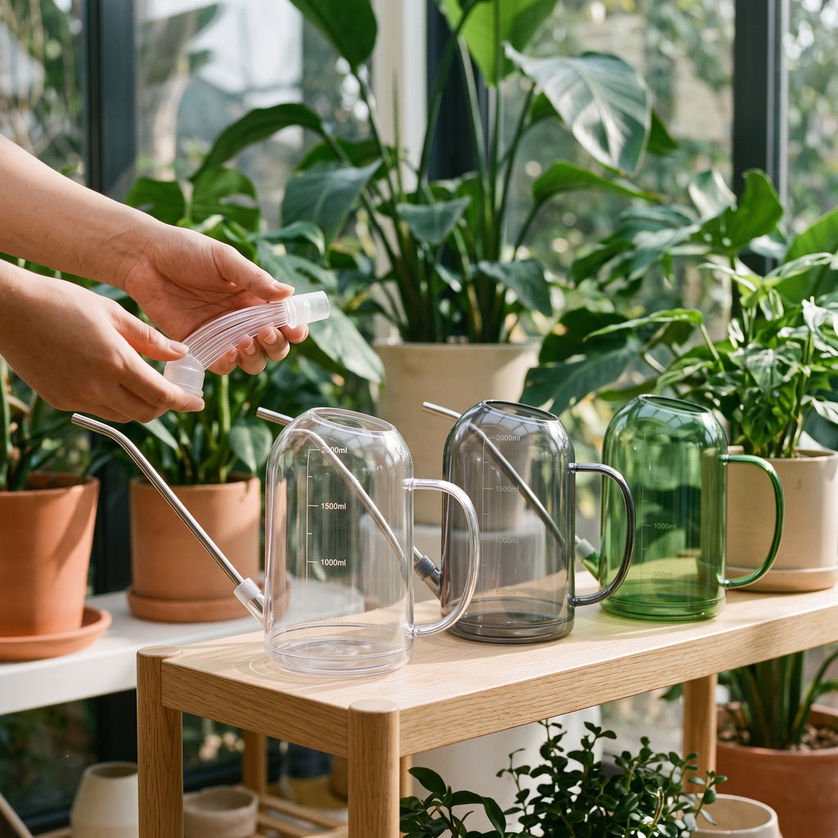 Long Spout Watering Can for Indoor Outdoor Plants, Stainless Steel or ABS Plastic