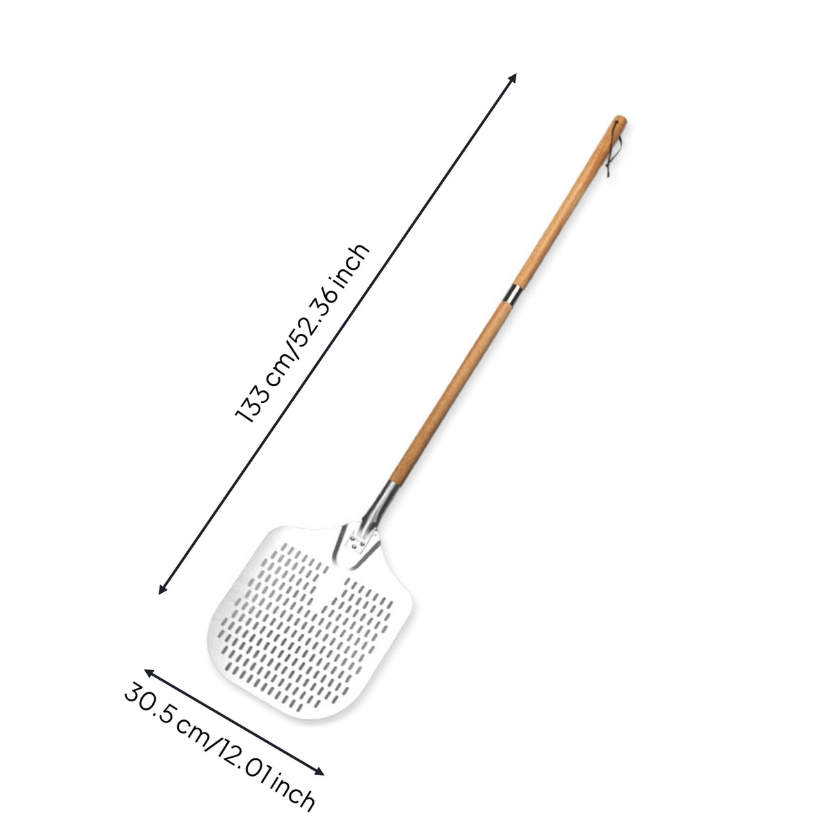 Pizza Peel with Wooden Handle Perforated Pizza Peel Detachable for Kitchen