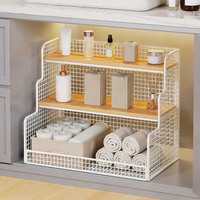 3 Tier Wood Book Shelf, Desktop Iron Bookcase, Iron and Wood Storage Shelves, Standing Shelving Unit for Office