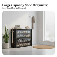 Large Capacity Dustproof Shoe Cabinet Space Saving Entryway Shoe Storage Easy Assembly Storage Cabinet with Transparent Doors Removable Shelves for Sneaker Collectors, Families, Students, Hallway, Closet, Bedroom, Garage