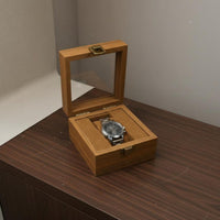Wooden Watch Display Case Vintage Wood Grain Watch and Jewelry Organizer Soft Luxe Textile Lining Perfect Gift for Women, Closet