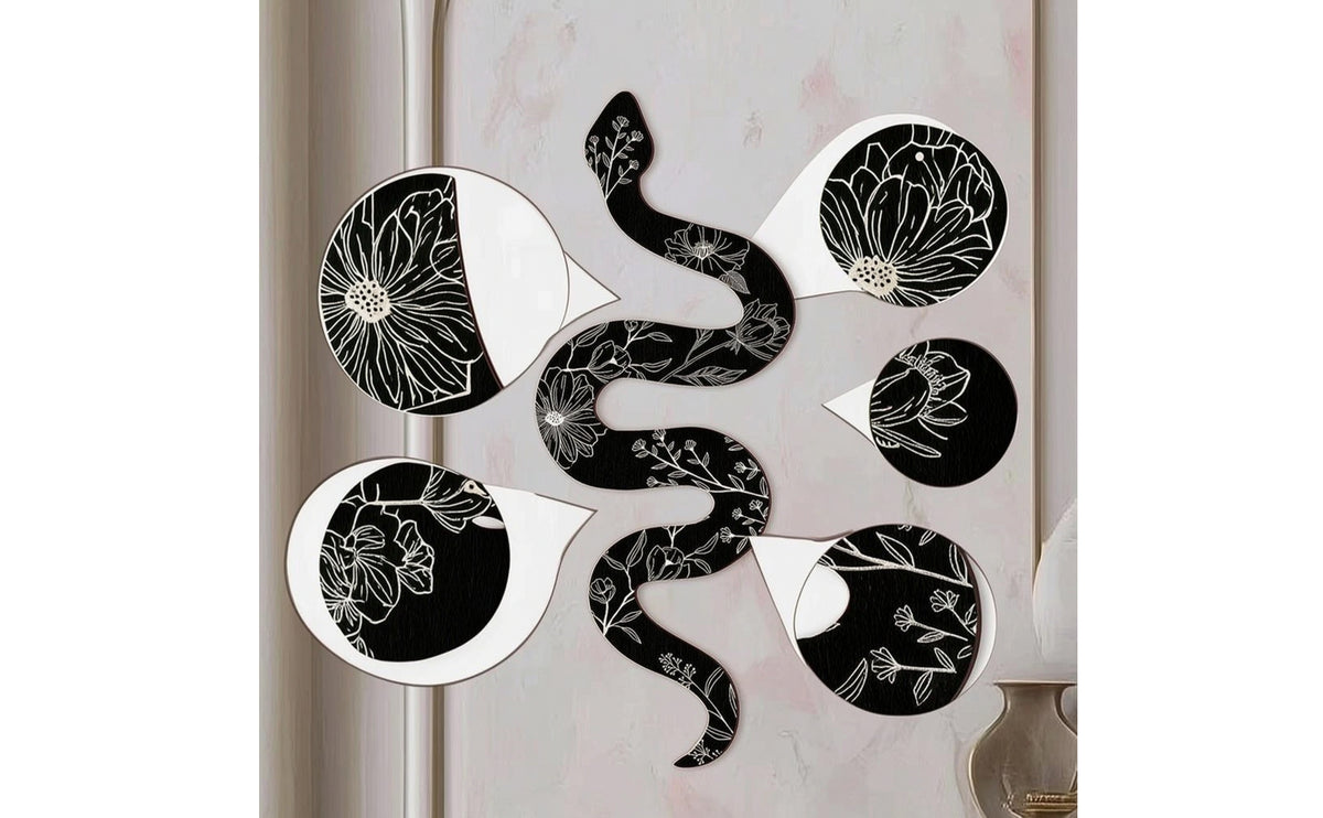Wooden Snake Decor Botanical Snake Wall Decor 3D for Living Room, Bedroom, Entryway
