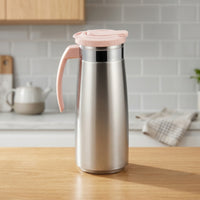 Brushed Metal Stainless Steel Water Pitcher Cold Stainless Steel Water Jug Modern Beverage Pitcher Elegant for Hosts, Servers, Kitchen