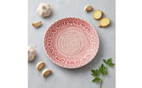 Ceramic Garlic Grater Plate Glazed Garlic Grinding Plate Ginger Grinding Dish Pouring Spout Wasabi Grater Dish Patterned Rim