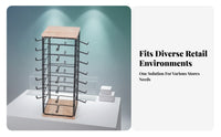 64 Hooks Sunglasses Display Rack 360-Degree Rotation Rotating Eyewear Stand Easy Browsing Multi-Tier Hook Rack Space-Saving for Shop Counter