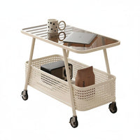 Mobile Design 2-Tier Rolling End Table Multi-Functional 2-Tier Rolling wagon adjustable Serving Trolley Space-Saving for homeowners, Apartment Dwellers, Office Workers, Living Room, Bedroom, Small areas, Reception Area